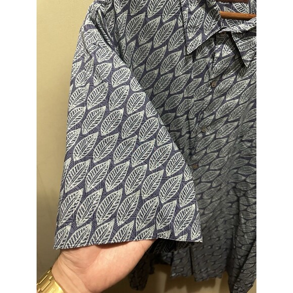 Tori Richards Hawaiian Blue Floral Leafs Men's Short Sleeve Shirt Sz 2XL - Picture 2 of 4